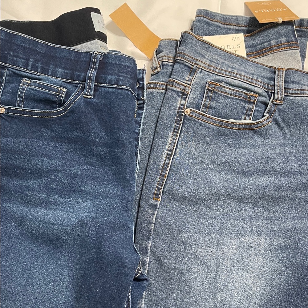 2 pairs Angels Dark and Light Blue Skinny Jeans Size 8